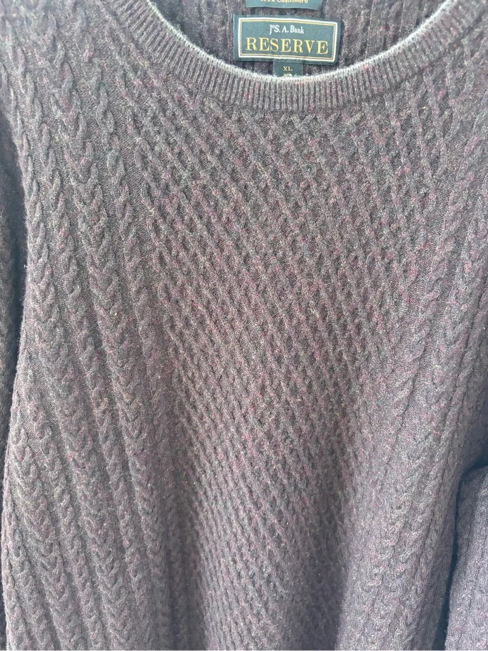 Jos. A. Bank XL Men’s Dark Brown 100% Cashmere Crewneck Sweater Quiet Luxury